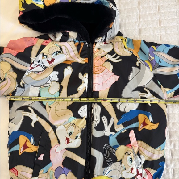 Looney Tunes Members Only Jacket Womens S Hoodie and reversible jacket black fur - Picture 4 of 10